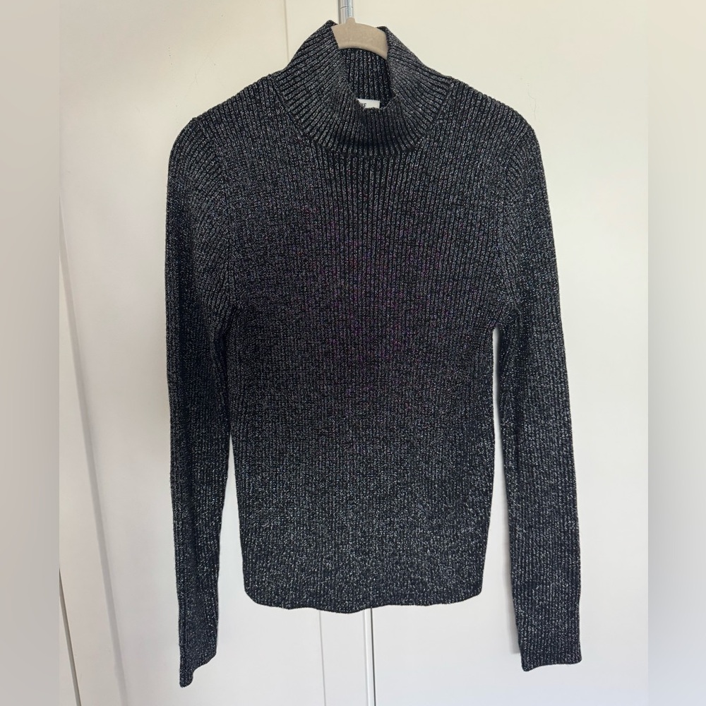 ReDone Women's Black & Silver Turtleneck